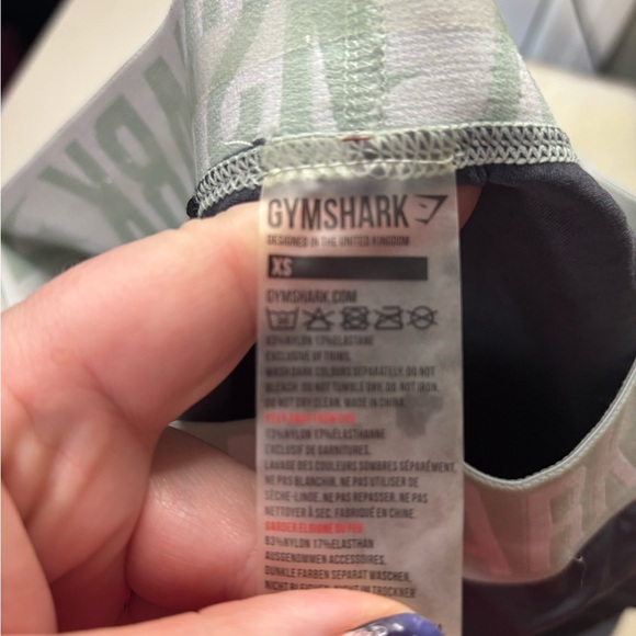 Gymshark Fit Leggings Gray Green Waistband Lettering Women’s Size XS Athletic - Picture 6 of 6